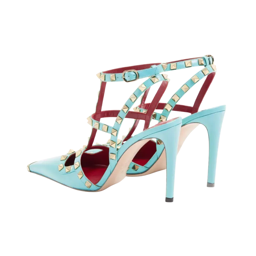 Valentino Rockstud Kidskin Pumps 100mm Azure