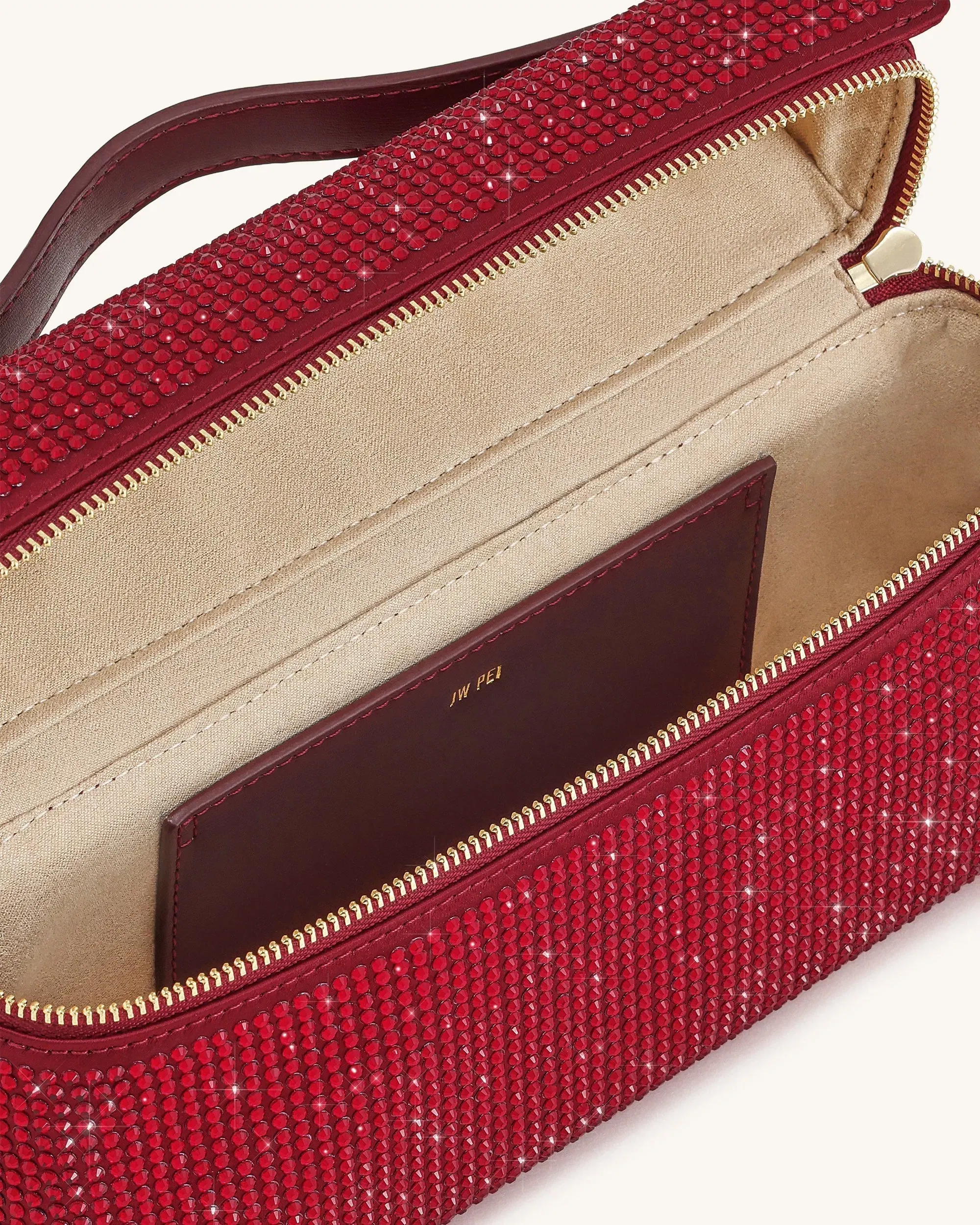JW PEI Thea Artificial Crystal Top Handle Bag Red