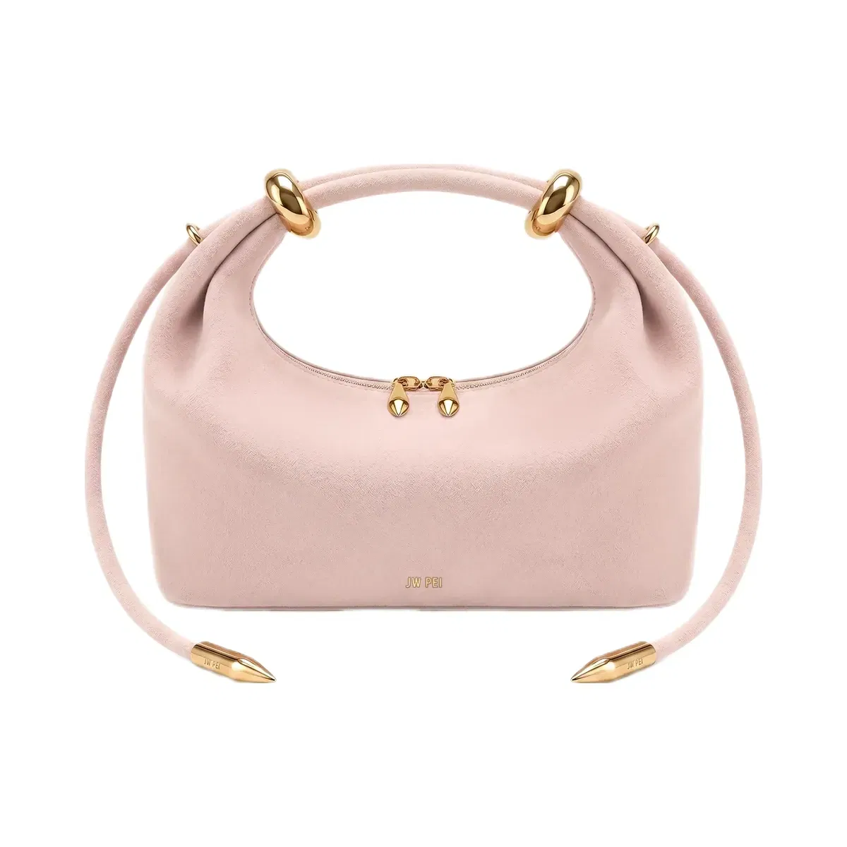 JW PEI Ellie Faux Suede Metal Ring Embellished Top Handle Bag Pink