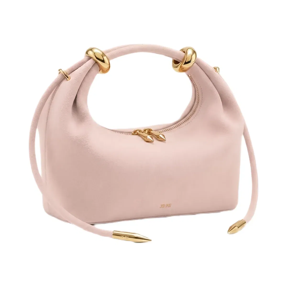 JW PEI Ellie Faux Suede Metal Ring Embellished Top Handle Bag Pink
