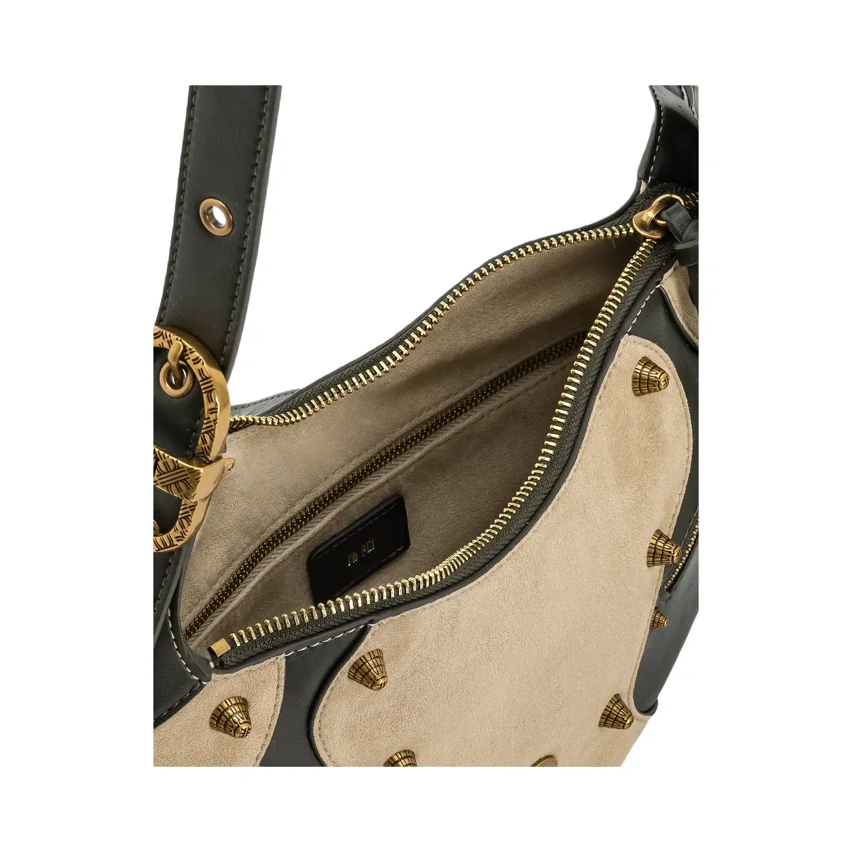 JW PEI Tessa Faux Suede Studded Shoulder Bag Khaki Green