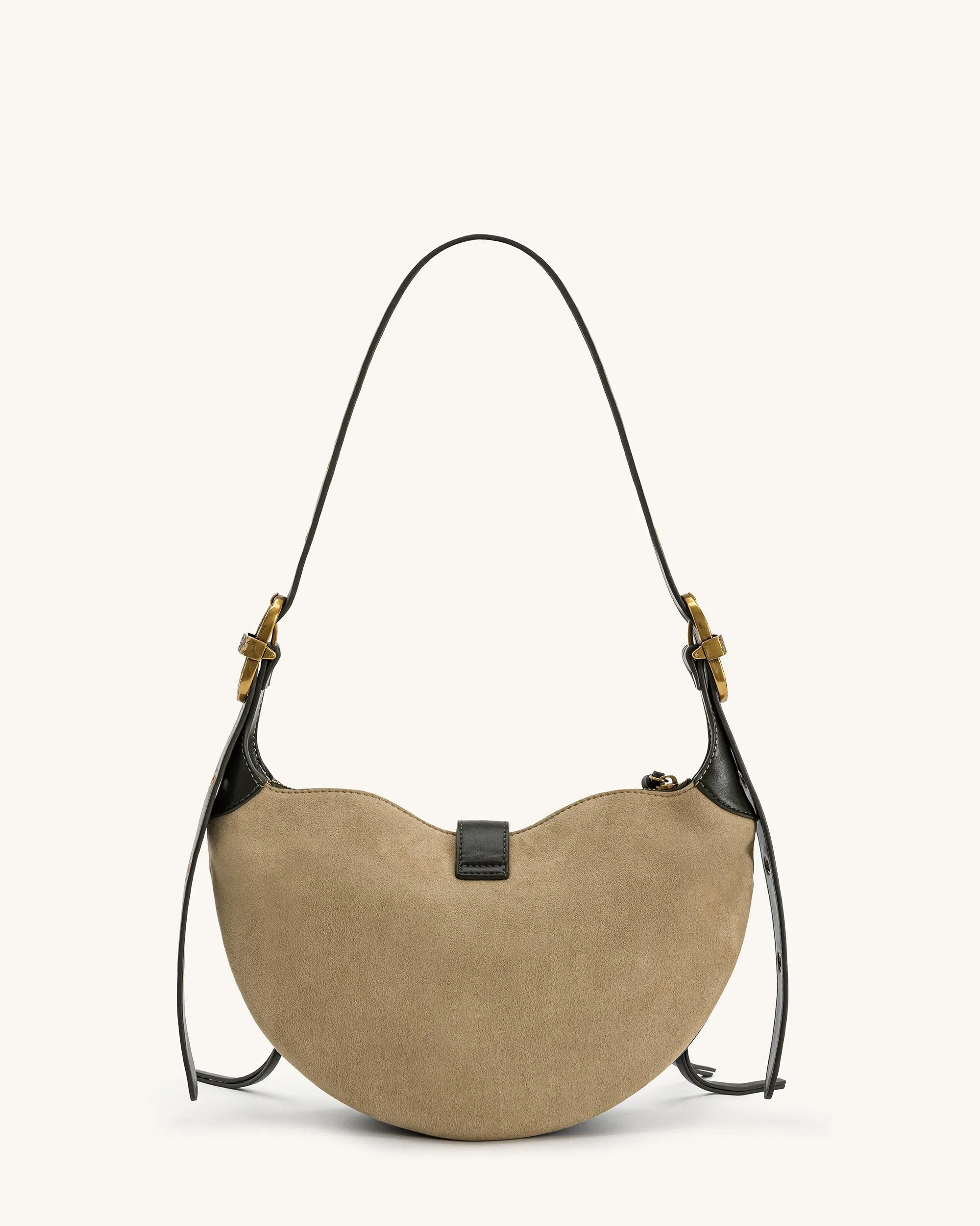 JW PEI Tessa Faux Suede Studded Shoulder Bag Khaki Green