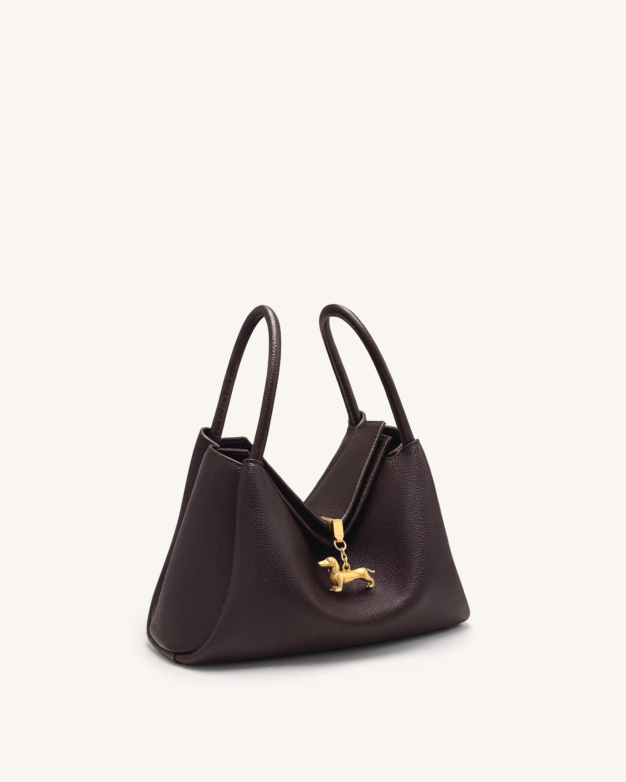JW PEI Maelle Dachshund Charm Double Handle Bag Dark Brown