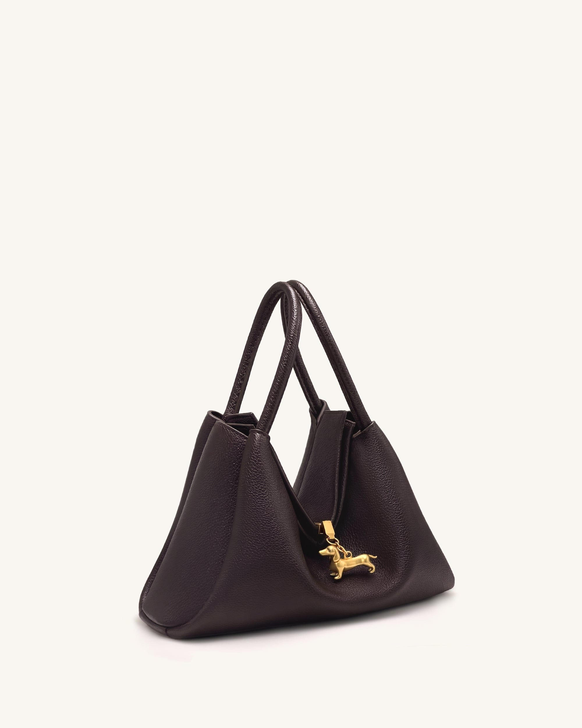 JW PEI Maelle Dachshund Charm Double Handle Bag Dark Brown