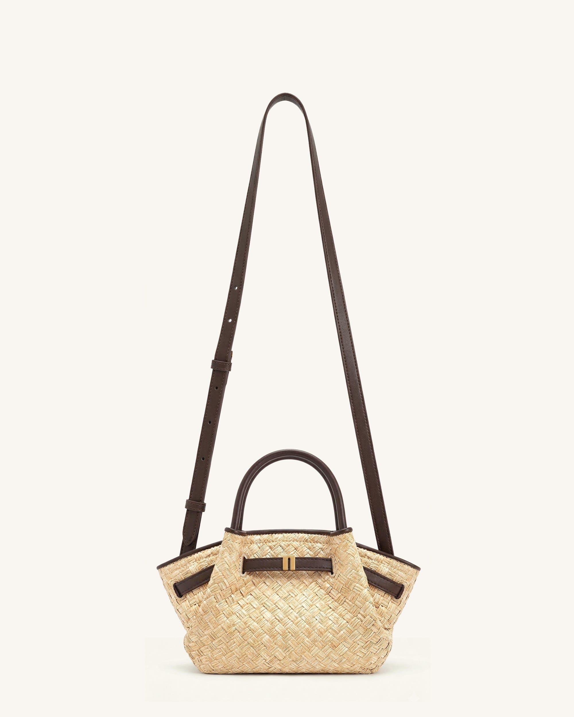JW PEI Hana Mini Faux Straw Tote Bag Brown