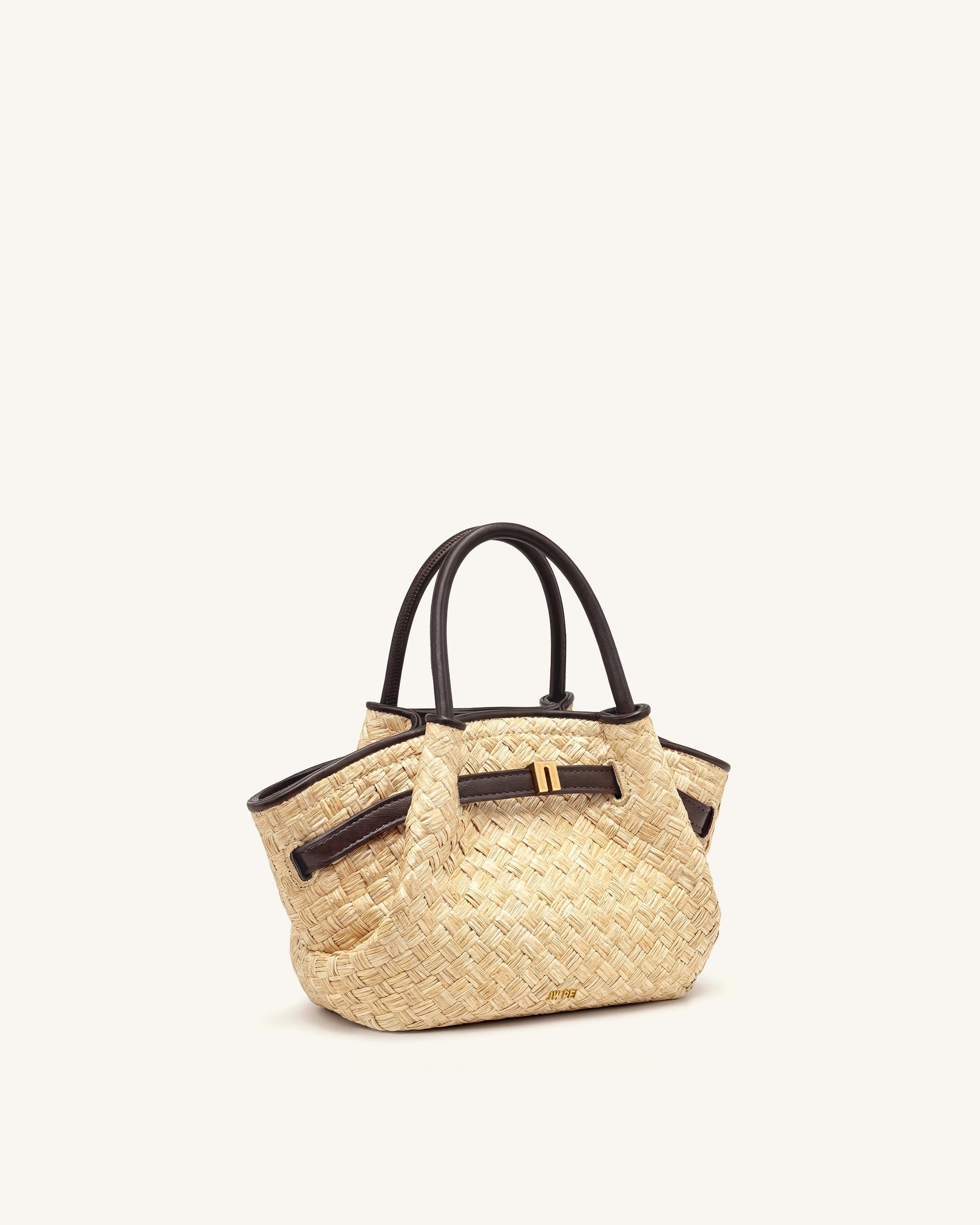 JW PEI Hana Mini Faux Straw Tote Bag Brown