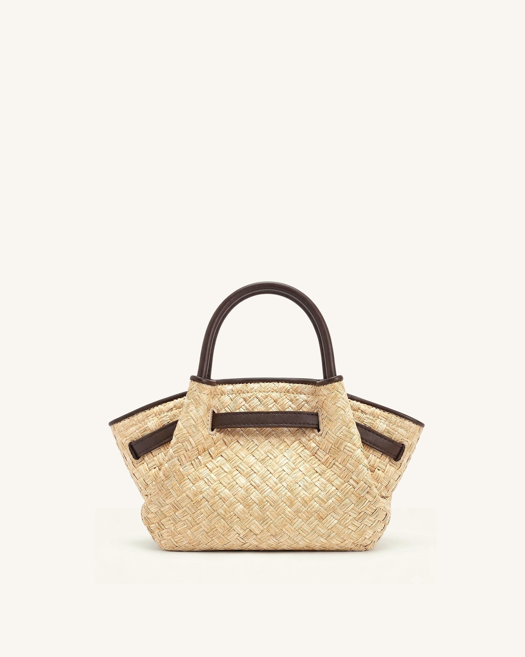 JW PEI Hana Mini Faux Straw Tote Bag Brown