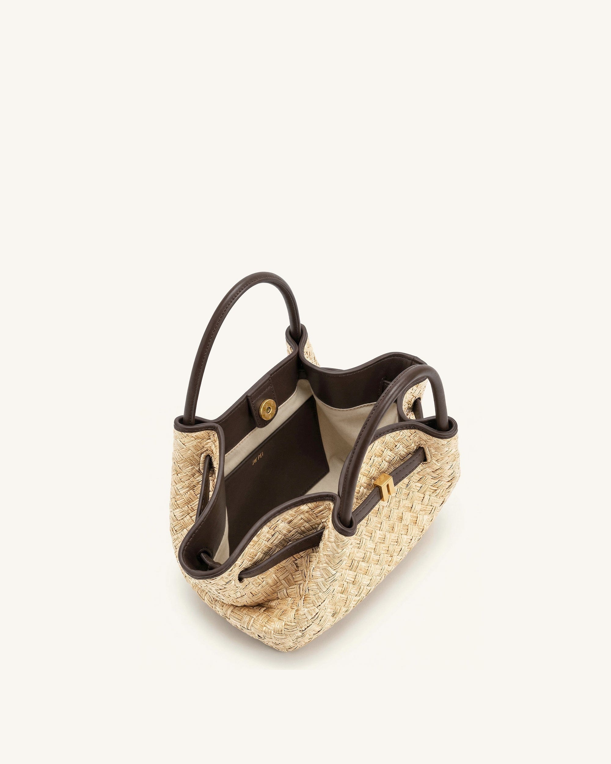 JW PEI Hana Mini Faux Straw Tote Bag Brown
