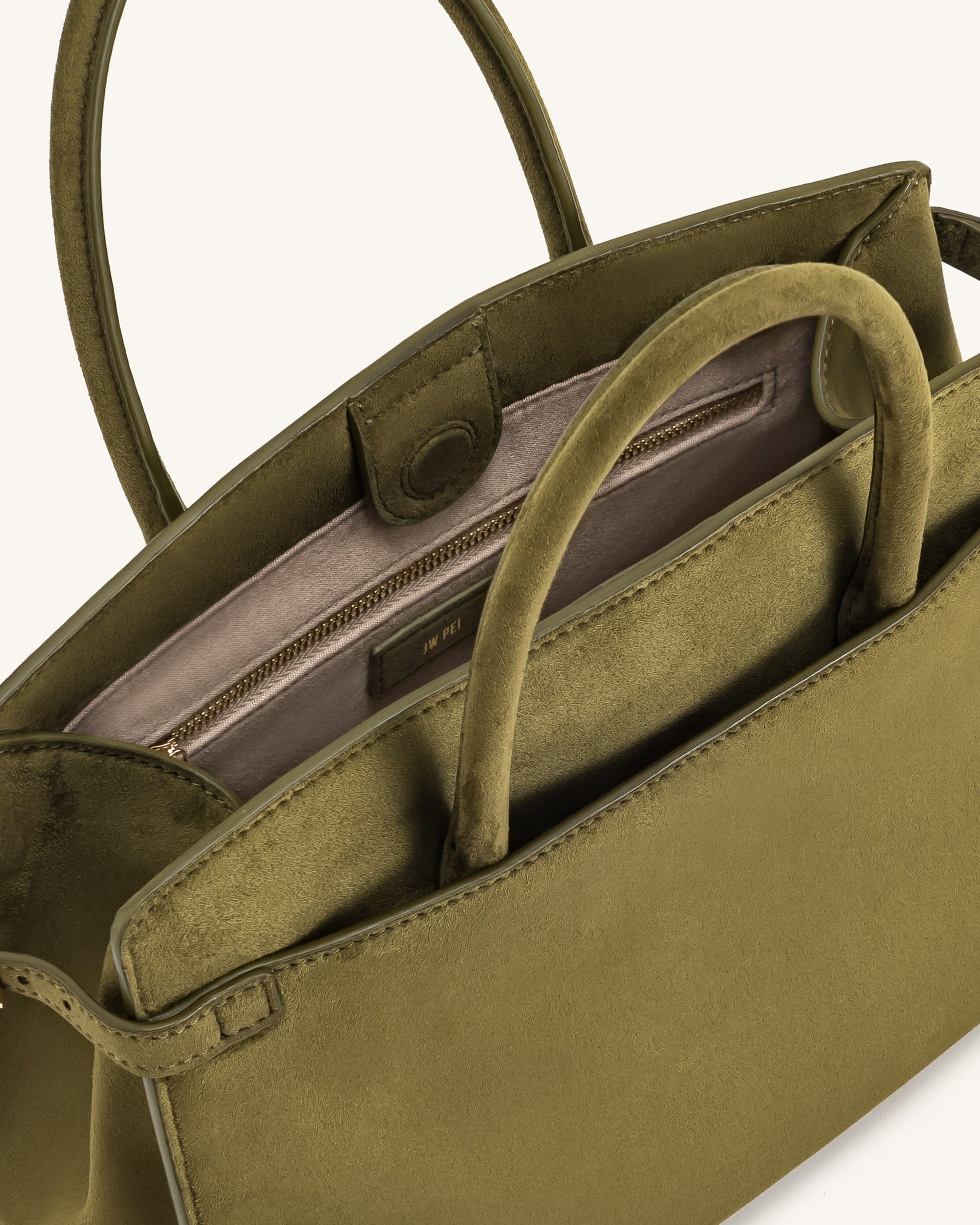 JW PEI Saige Faux Suede Tote Bag Olive Green