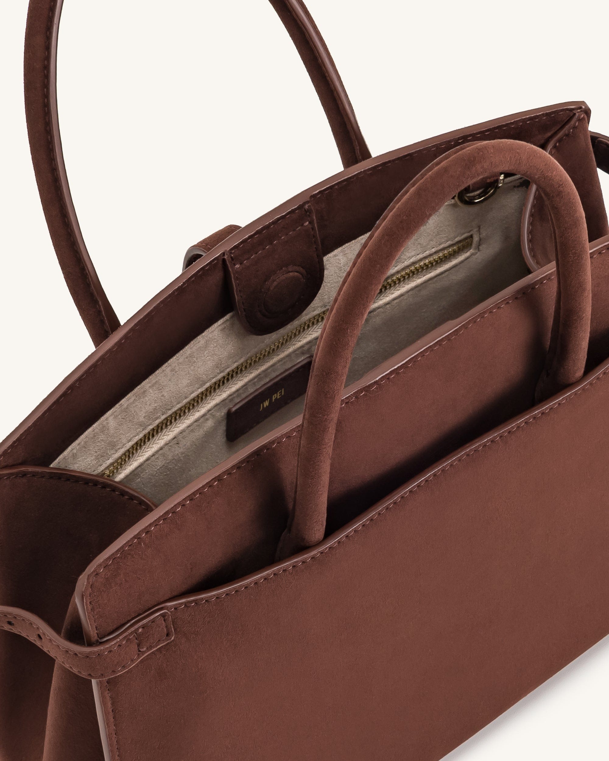 JW PEI Saige Faux Suede Tote Bag Brown