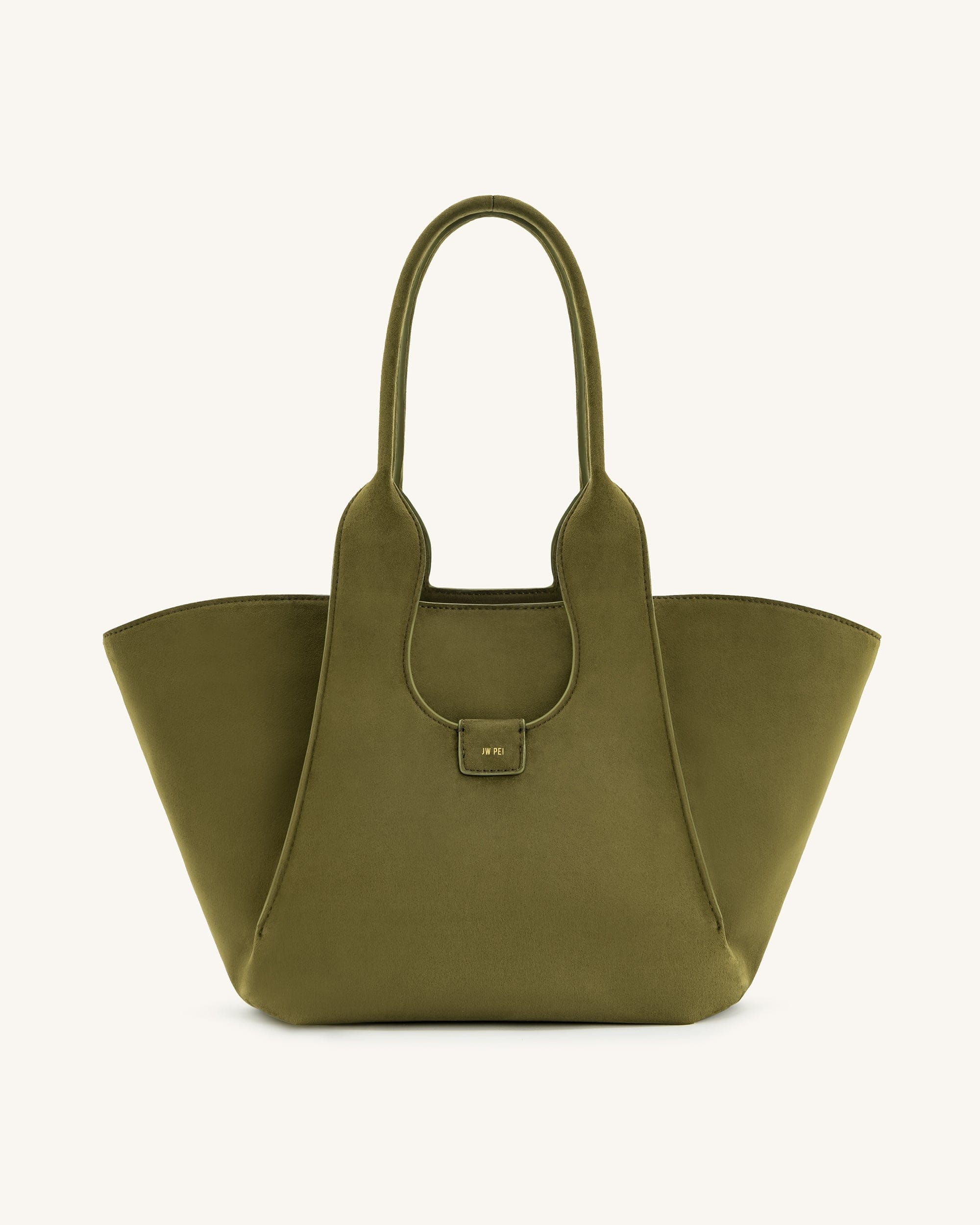 JW PEI Cara Faux Suede Tote Bag Dark Olive
