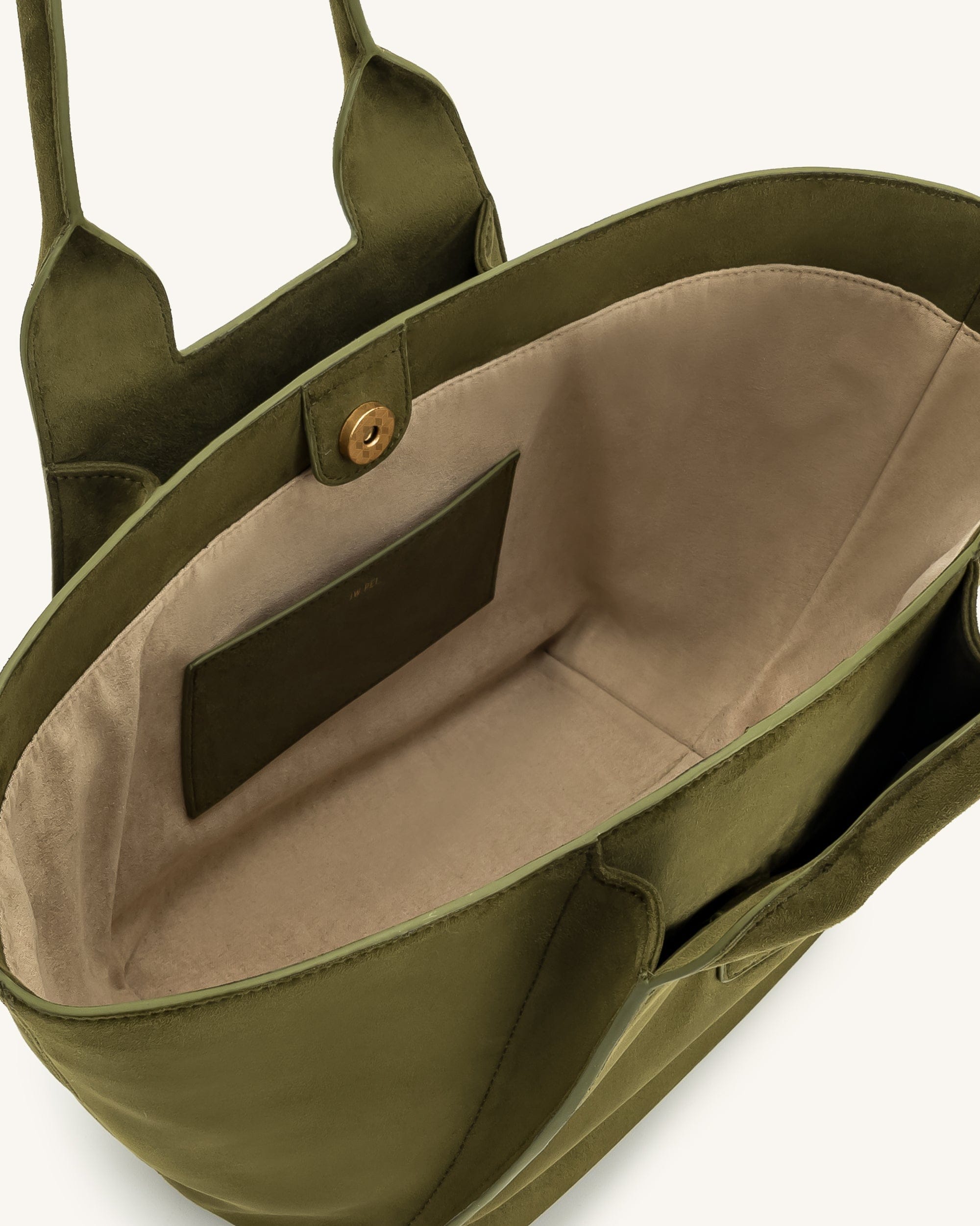 JW PEI Cara Faux Suede Tote Bag Dark Olive