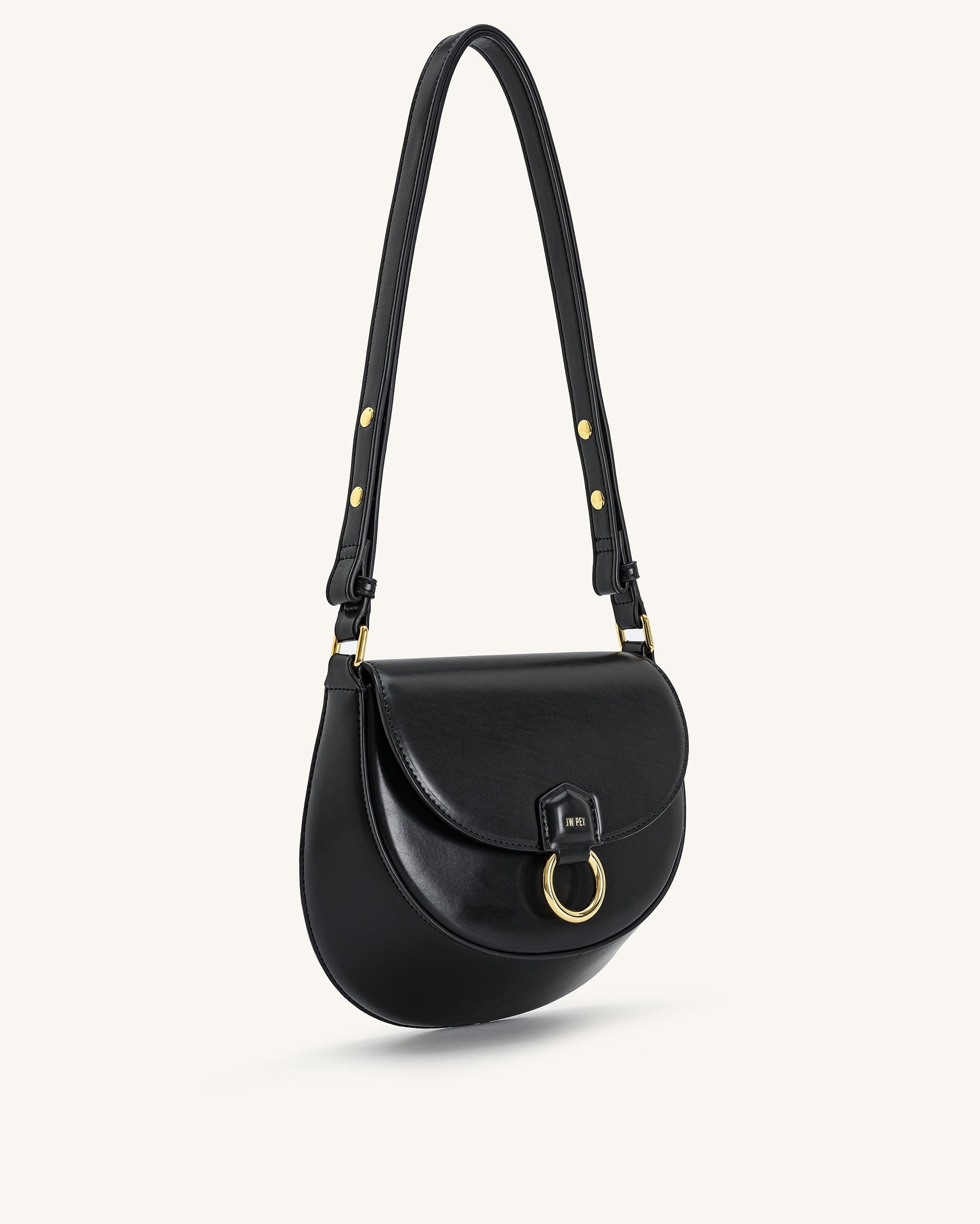 JW PEI Diana Ring Flap Saddle Bag Black