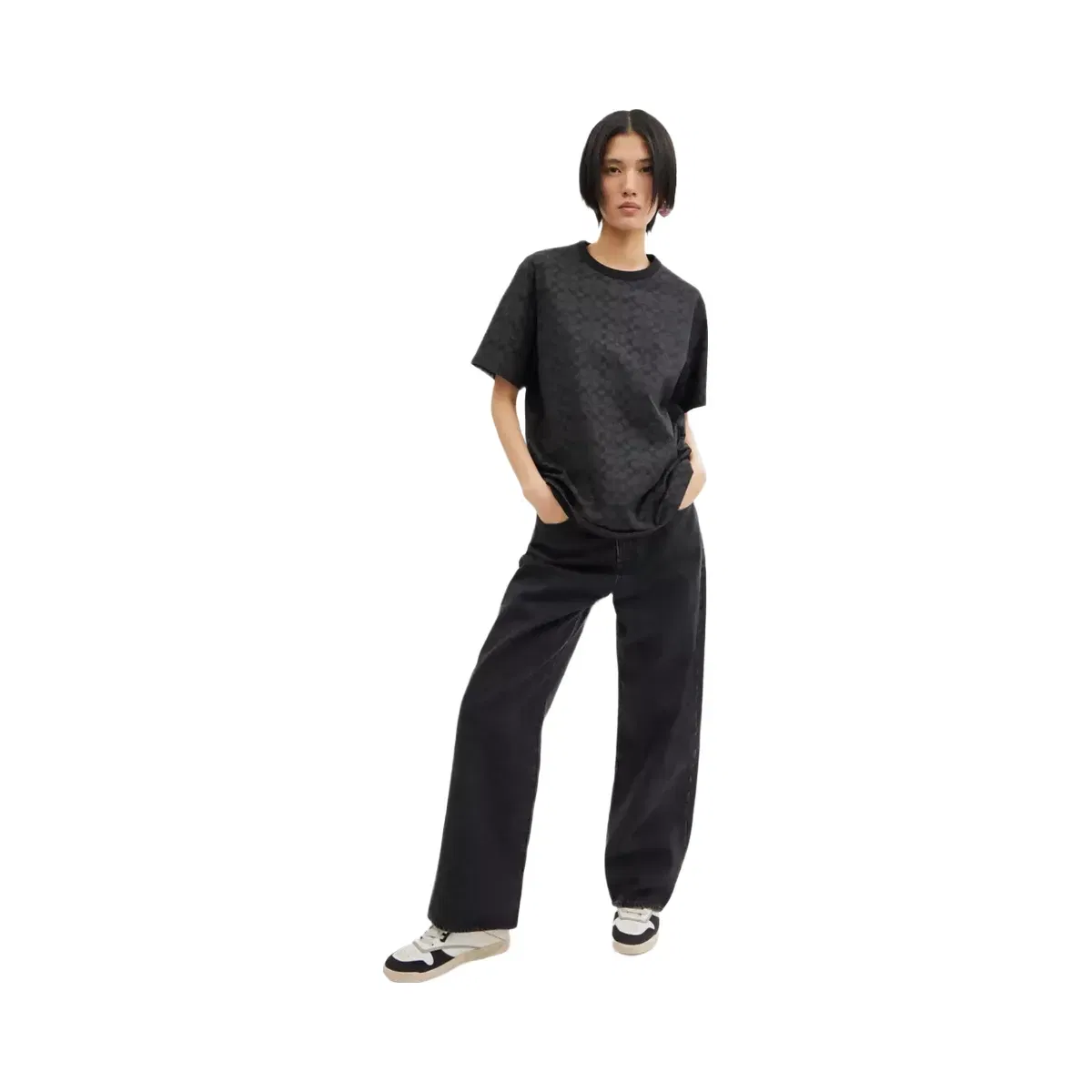Coach Signature T-Shirt In Organic Cotton in Charcoal Signature