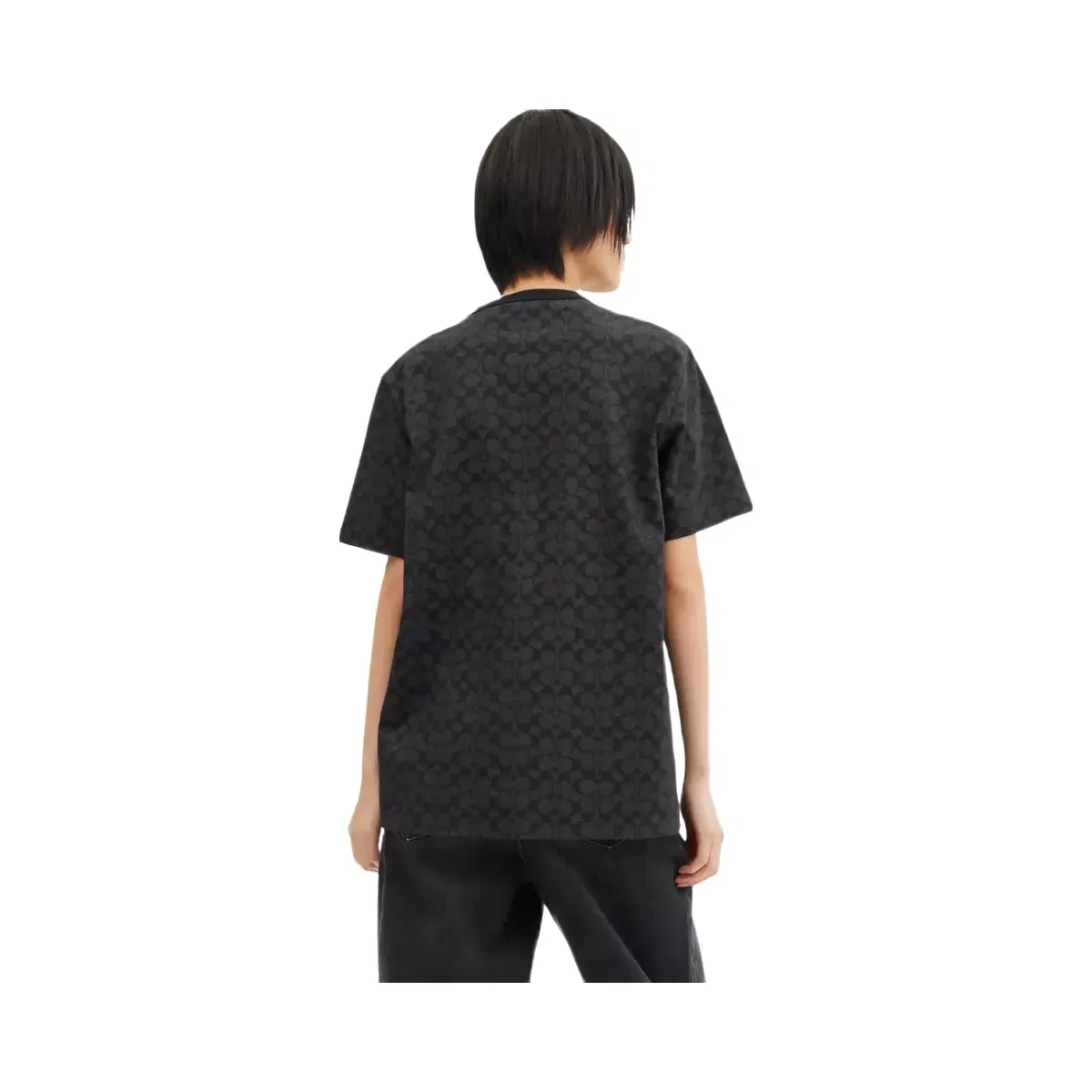 Coach Signature T-Shirt In Organic Cotton in Charcoal Signature