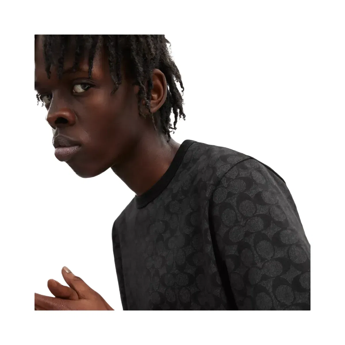 Coach Signature T-Shirt In Organic Cotton in Charcoal Signature