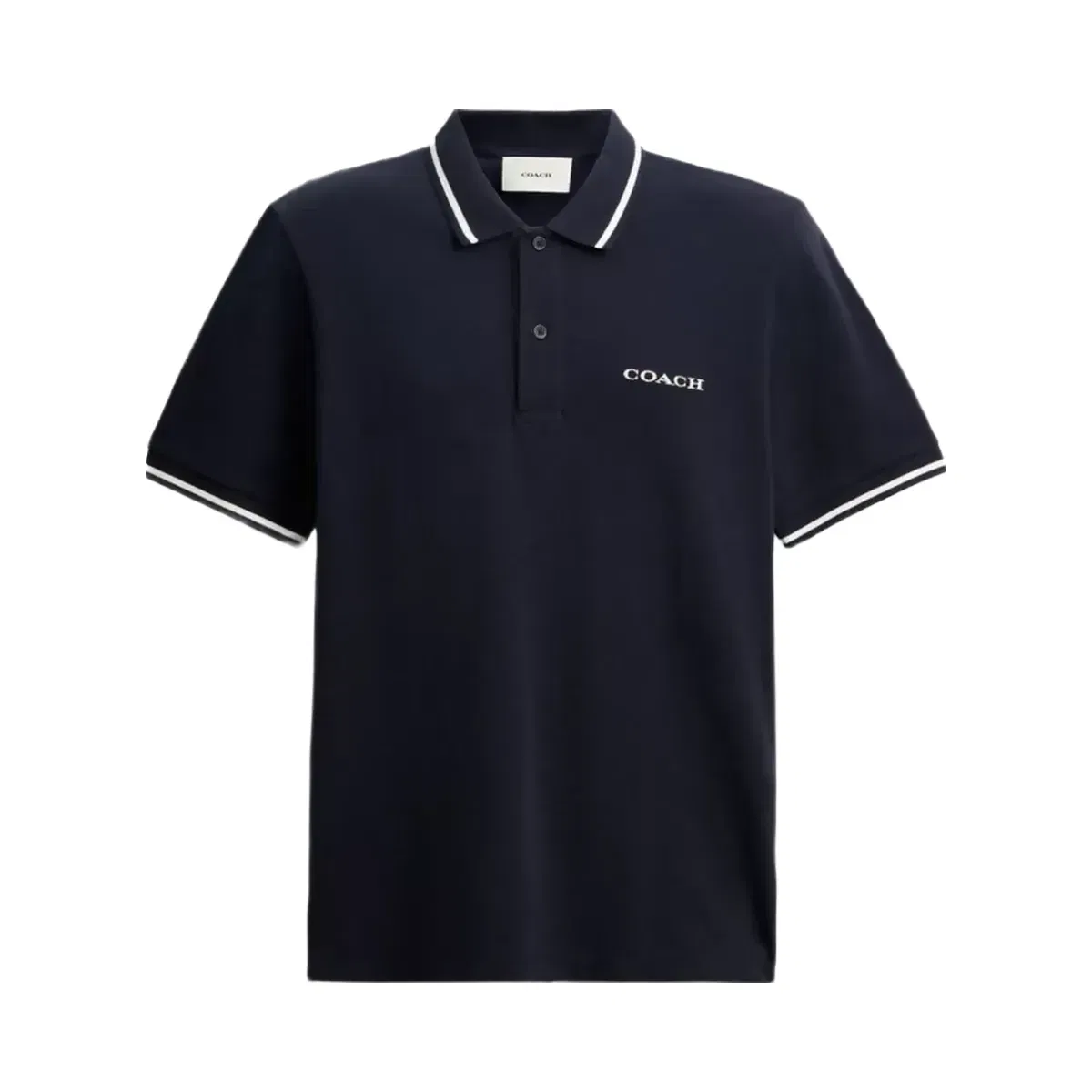 Coach Signature Trim Polo In Organic Cotton in Navy