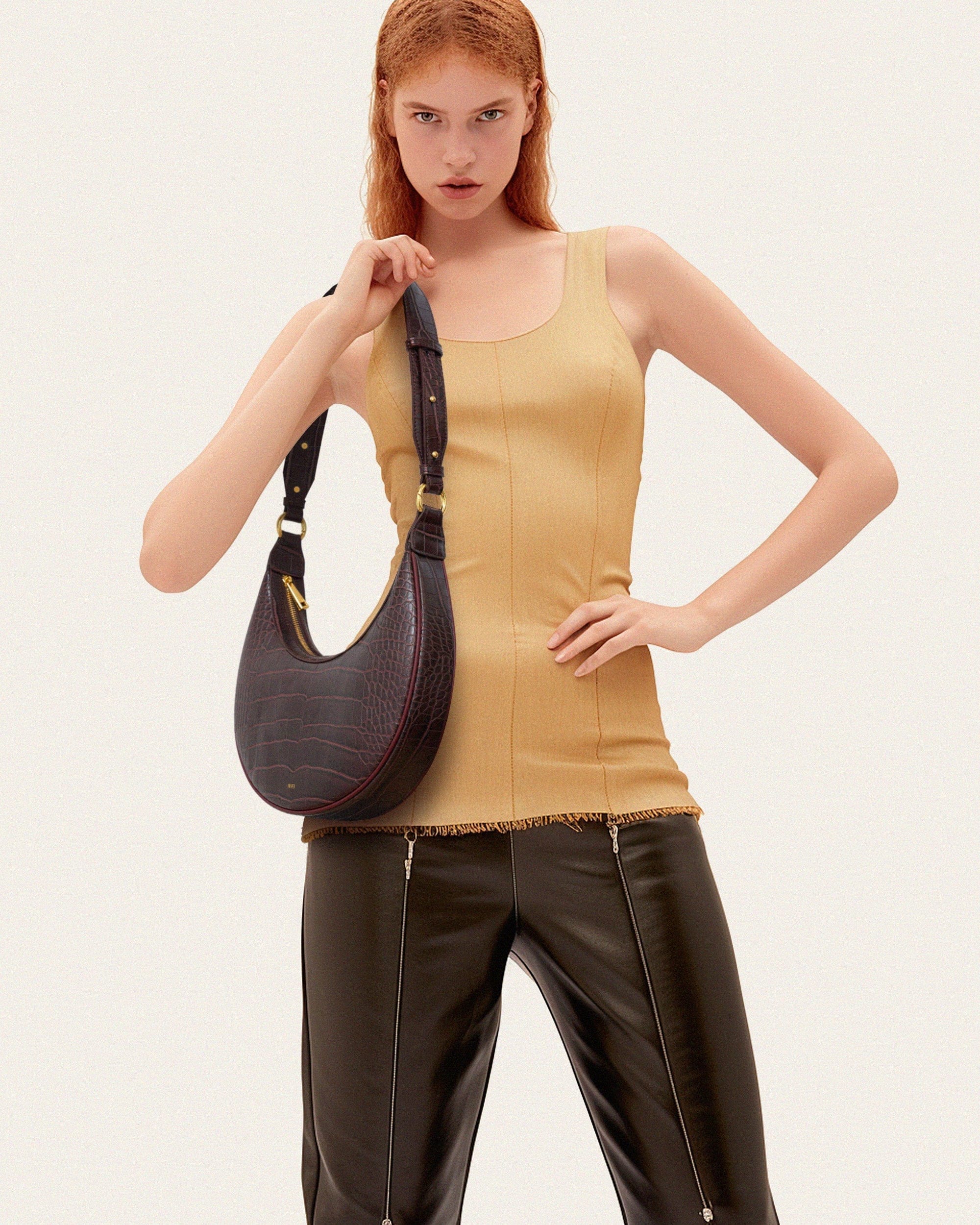 JW PEI Carly Saddle Bag Brown Croc