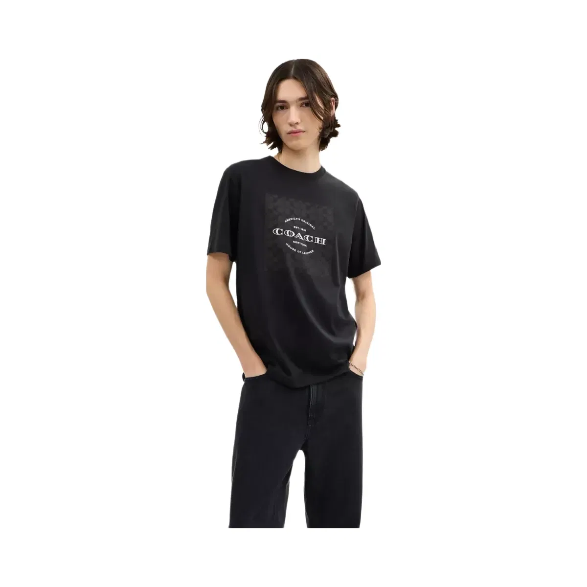 Coach Signature Square T-Shirt In Organic Cotton in Black