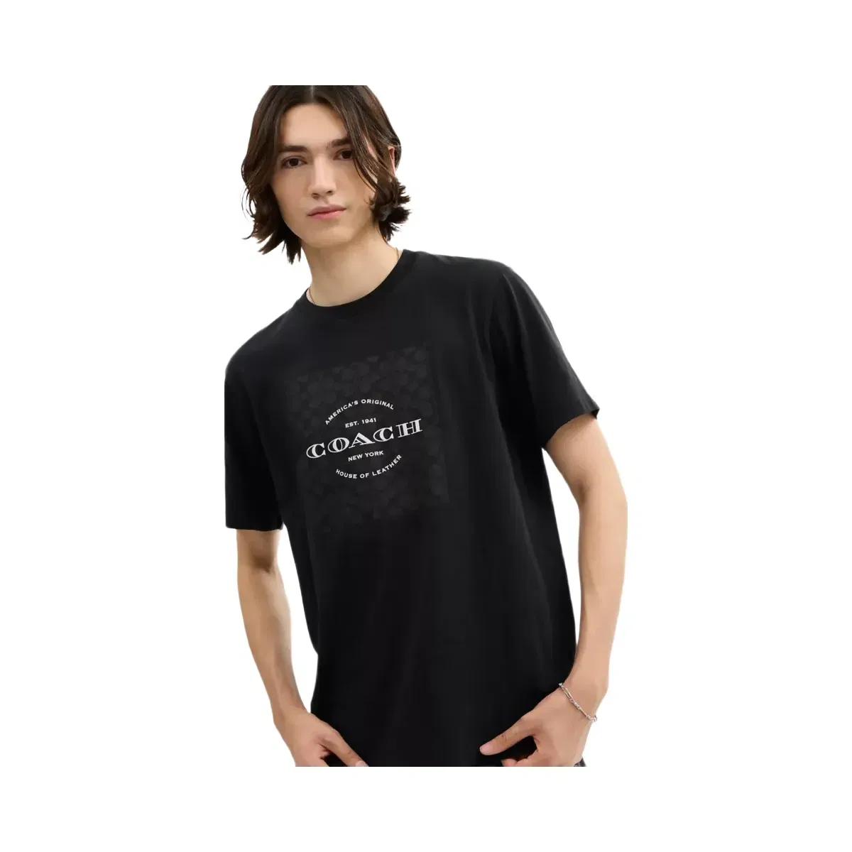 Coach Signature Square T-Shirt In Organic Cotton in Black