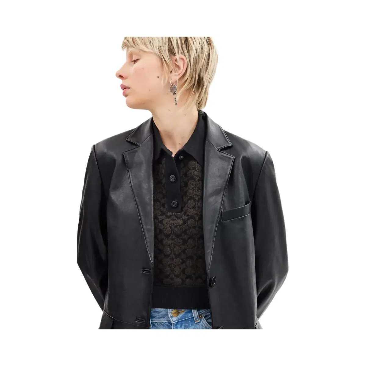 Coach Leather Blazer in Black
