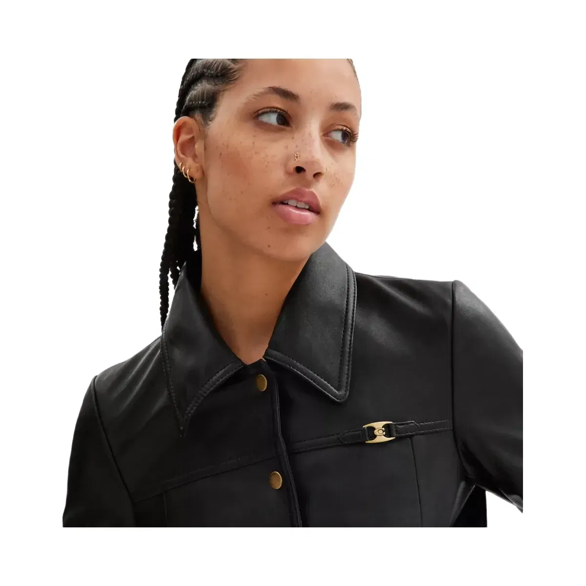 Coach Heritage C Snap Front Shrunken Jacket in Black