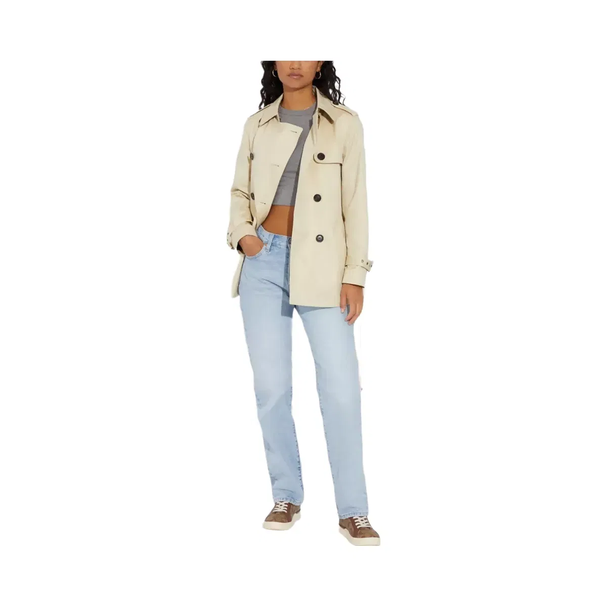 Coach Solid Short Trench Coat in Bone