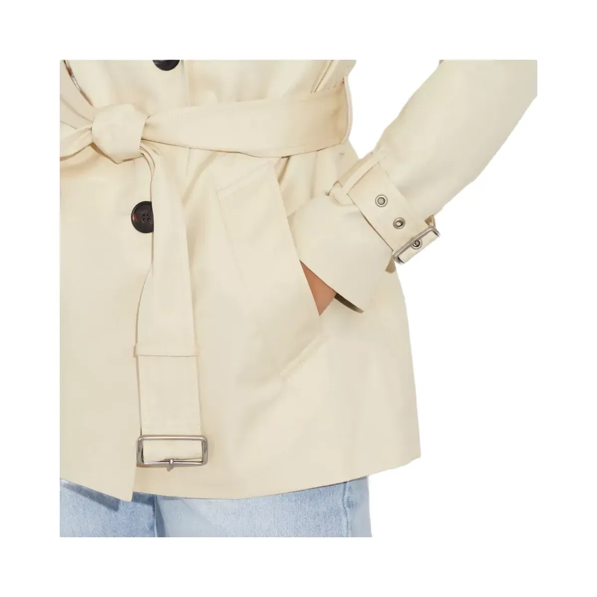 Coach Solid Short Trench Coat in Bone