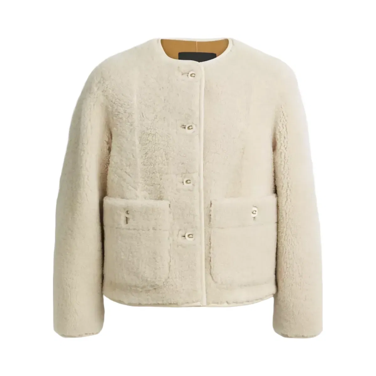 Coach Shearling Cardigan Jacket in Cream