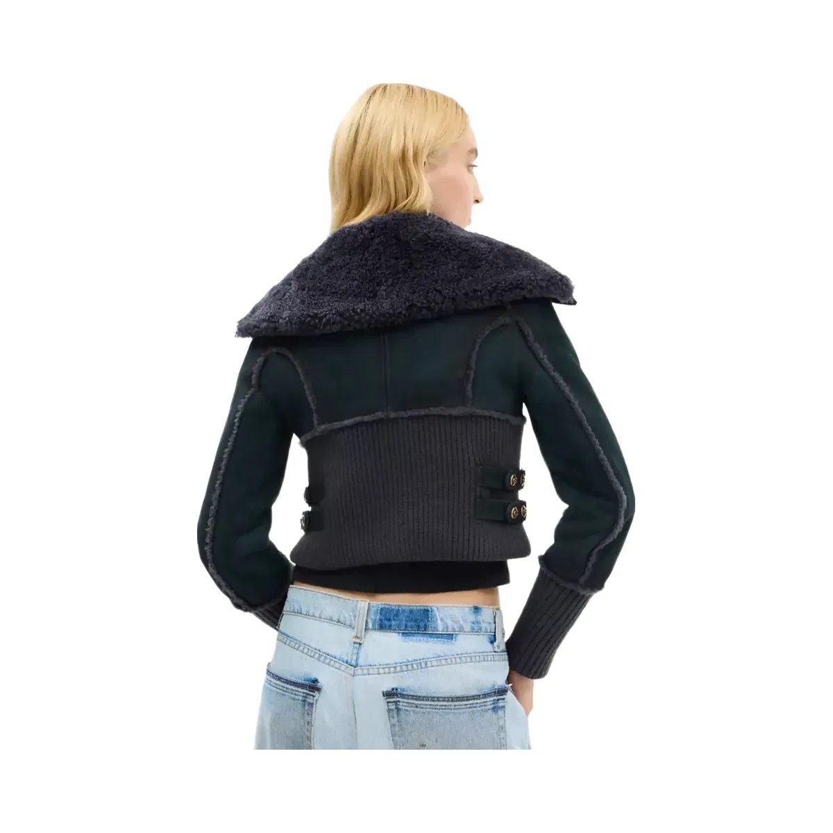Coach Aviator Shearling Jacket in Navy Blue
