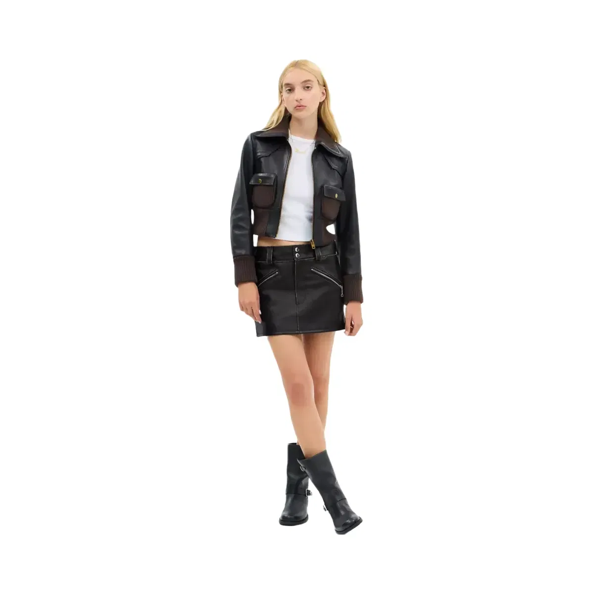 Coach Moto Mini Skirt in Black
