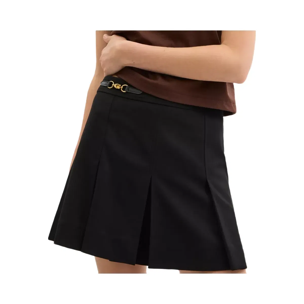 Coach Sculpted C Pleated Skirt In Recycled Polyester in Black