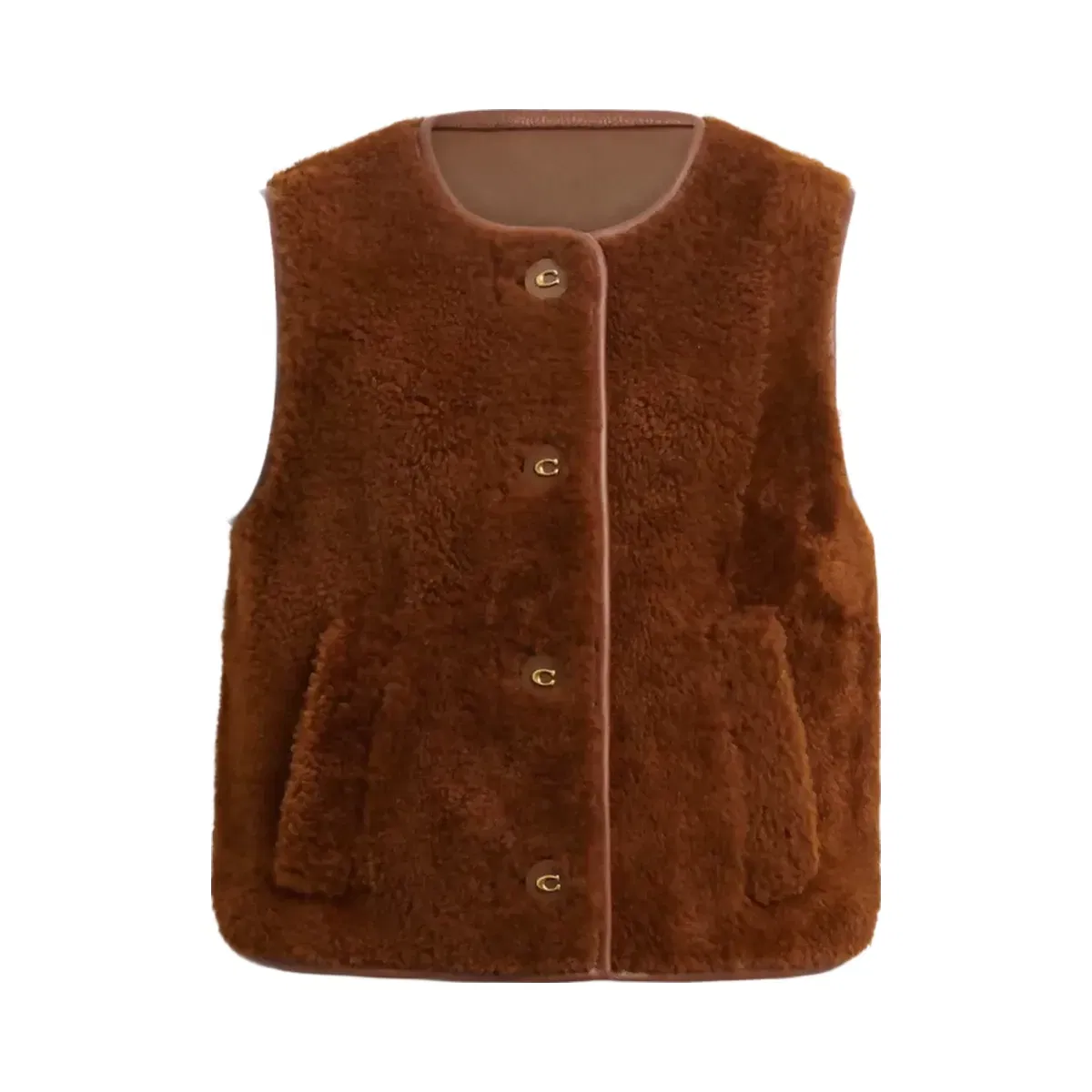Coach Shearling Vest in Brown