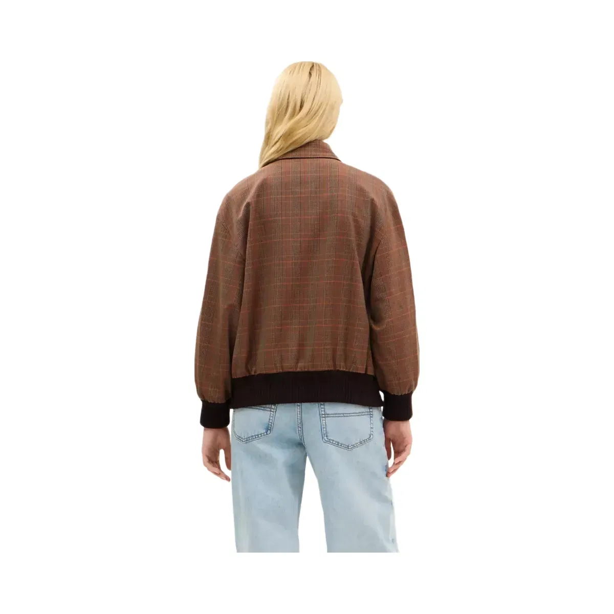 Coach Wool Blouson Jacket in Orange Pink Plaid