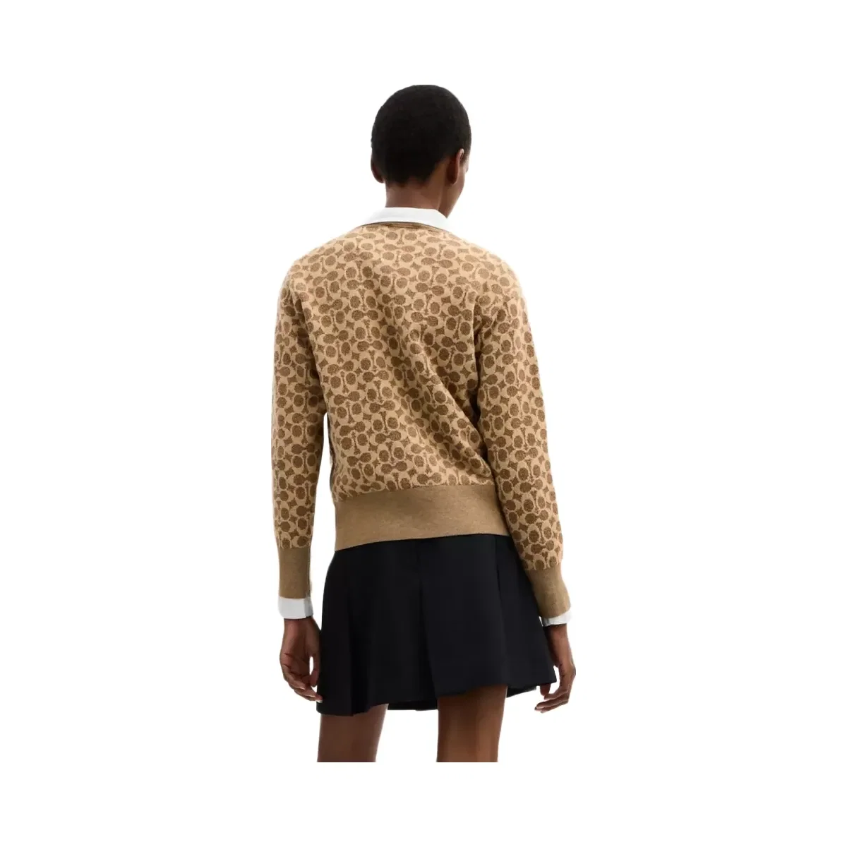Coach Signature Relaxed V-Neck Cardigan in Tan Signature