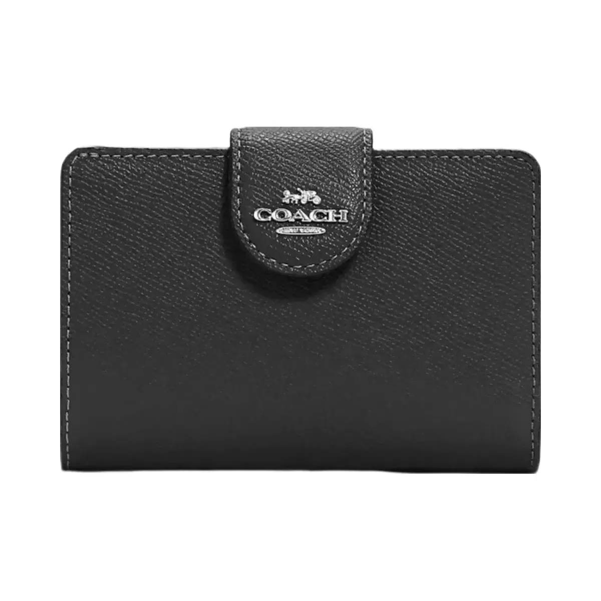 Coach Medium Corner Zip Wallet in Silver Black