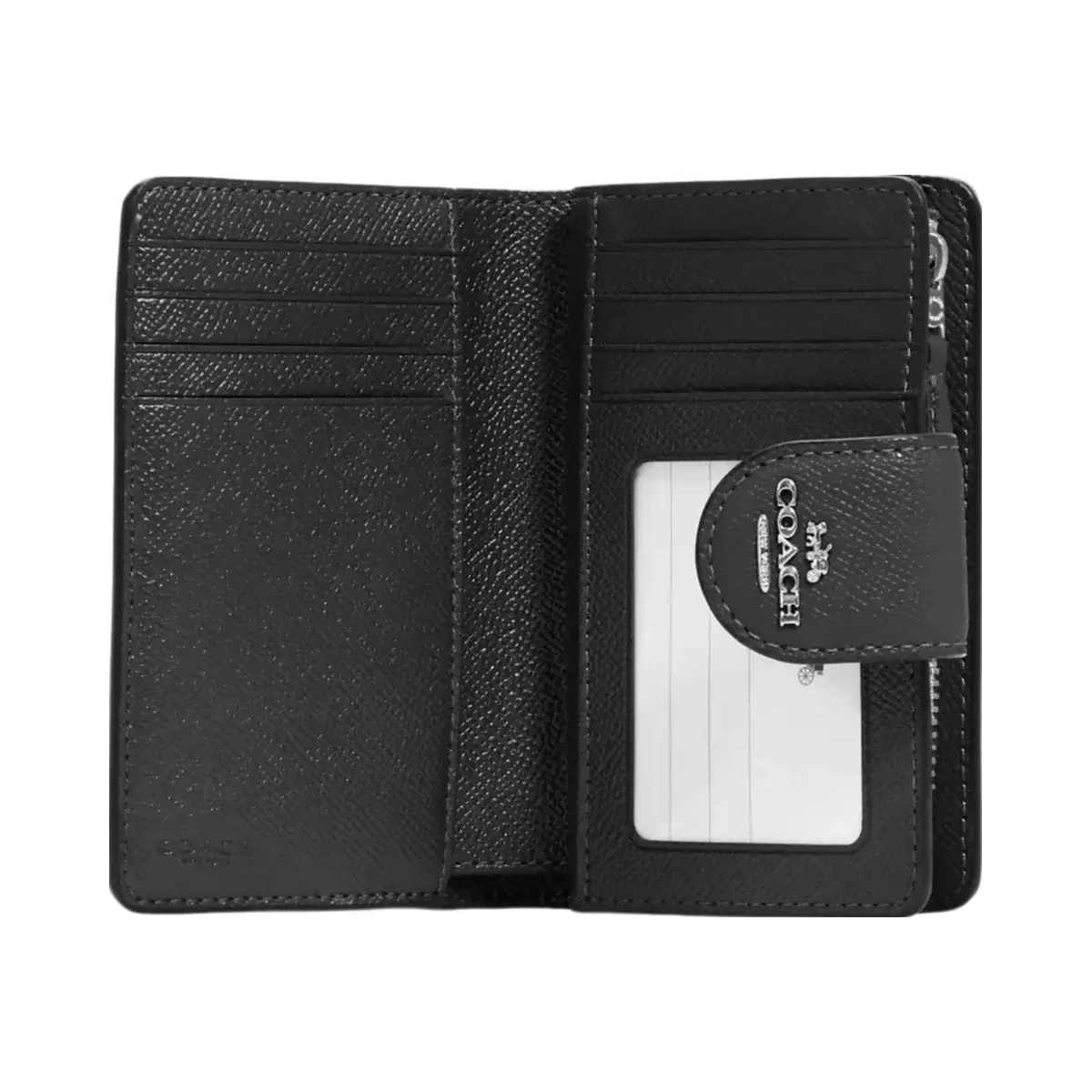 Coach Medium Corner Zip Wallet in Silver Black