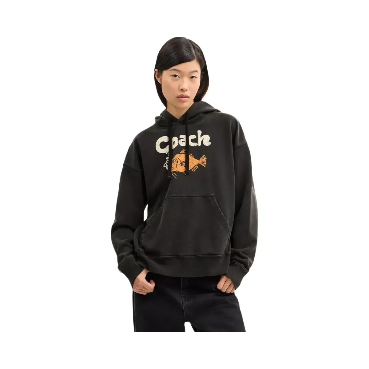 Coach Fish Graphic Hoodie in Black
