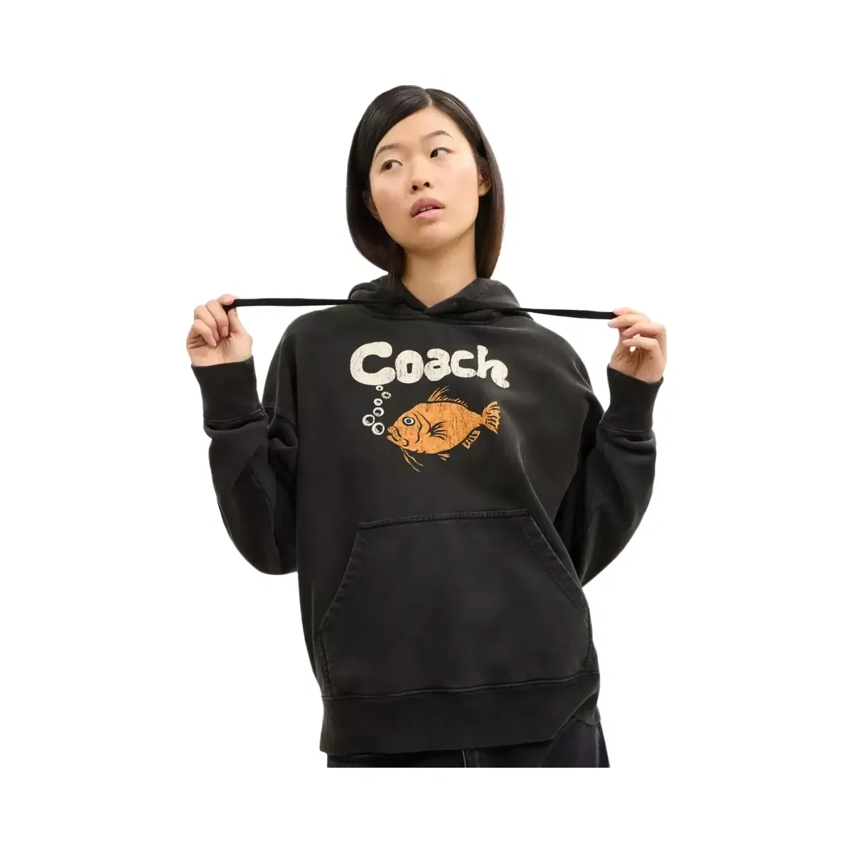 Coach Fish Graphic Hoodie in Black