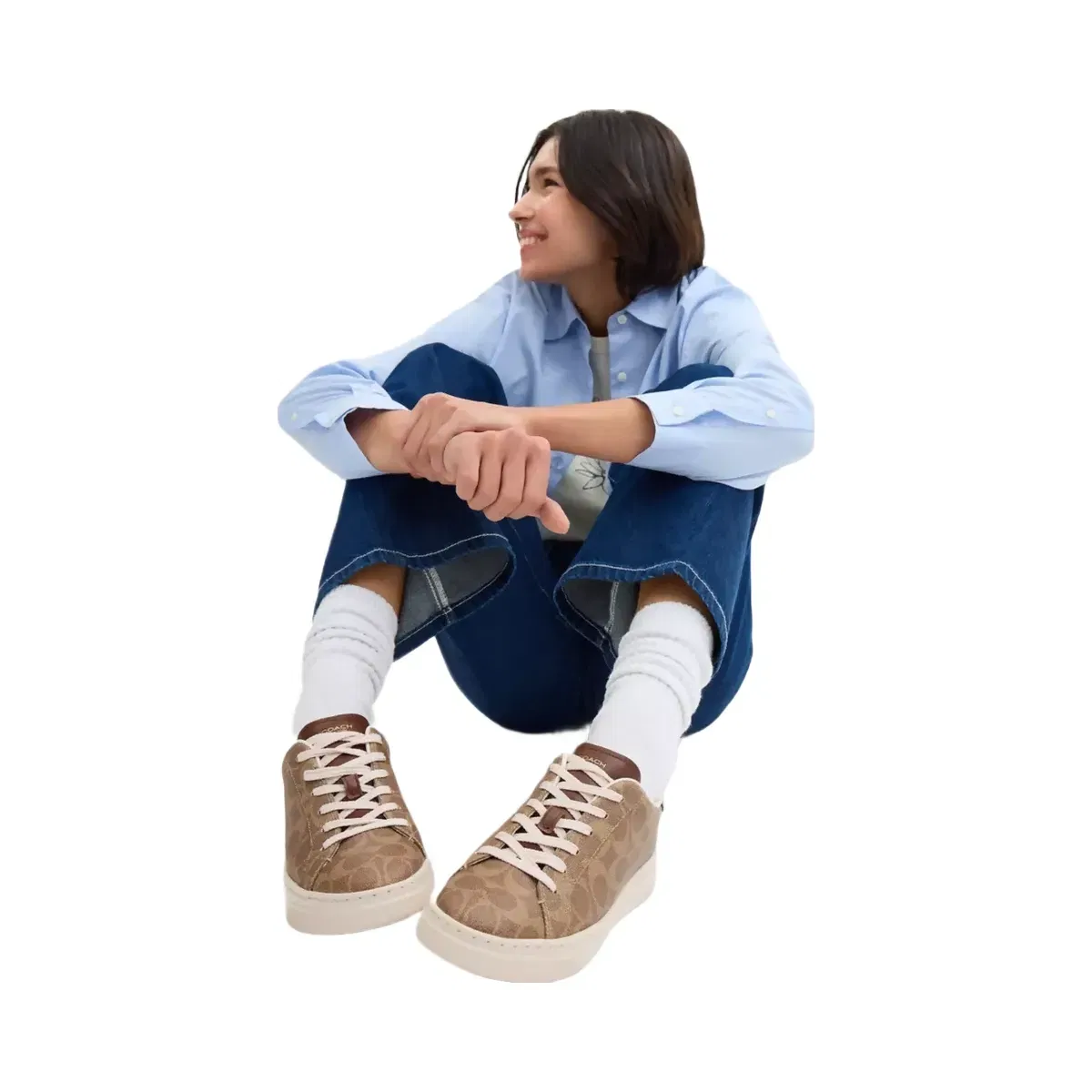 Coach High Line Sneaker In Signature Canvas in Brown Khaki