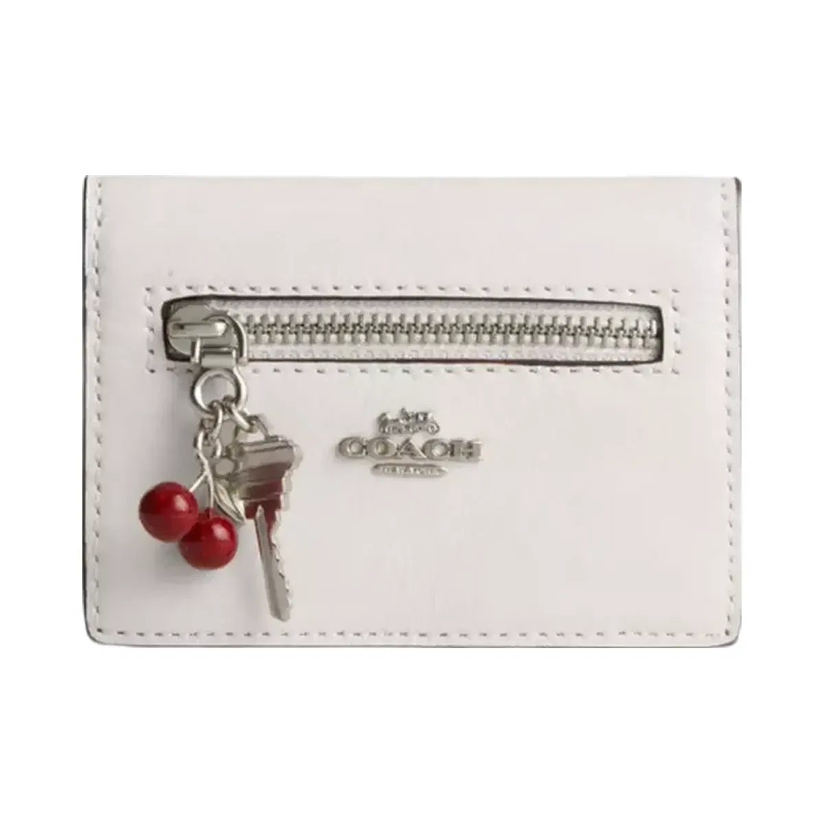 Coach Card Case With Charms in Silver Chalk