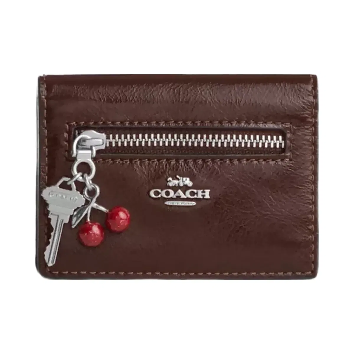 Coach Card Case With Charms in Silver Maple