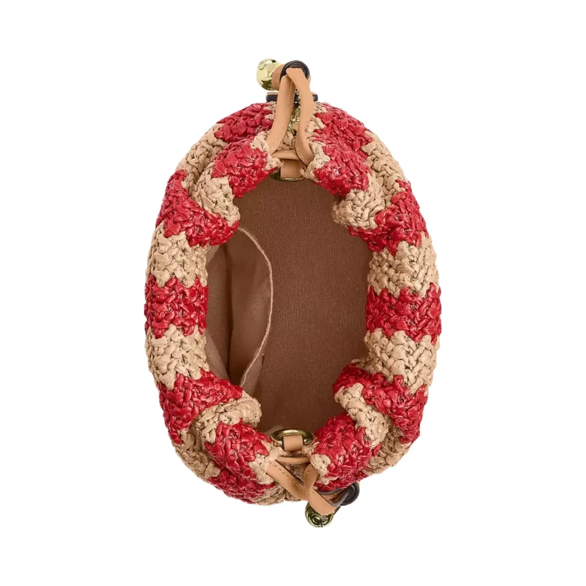 Coach Faye Mini Drawstring Bag With Stripes in Gold Red Tan