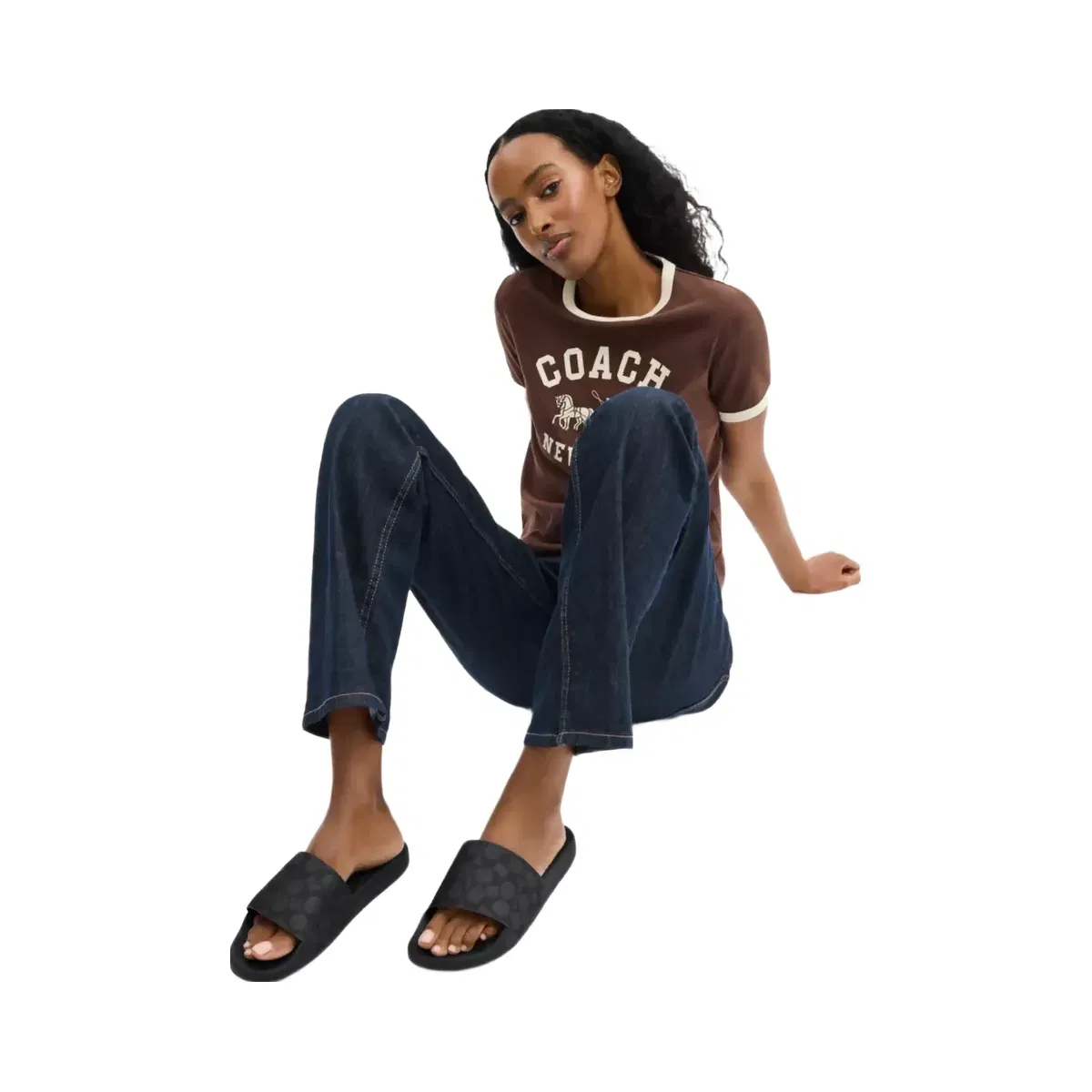 Coach Udele Sport Slide In Signature Canvas in Charcoal Black