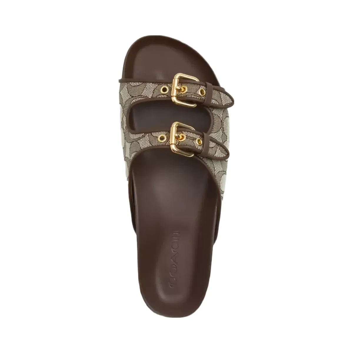Coach Two Band Buckle Sandal In Signature Jacquard in Oak Maple