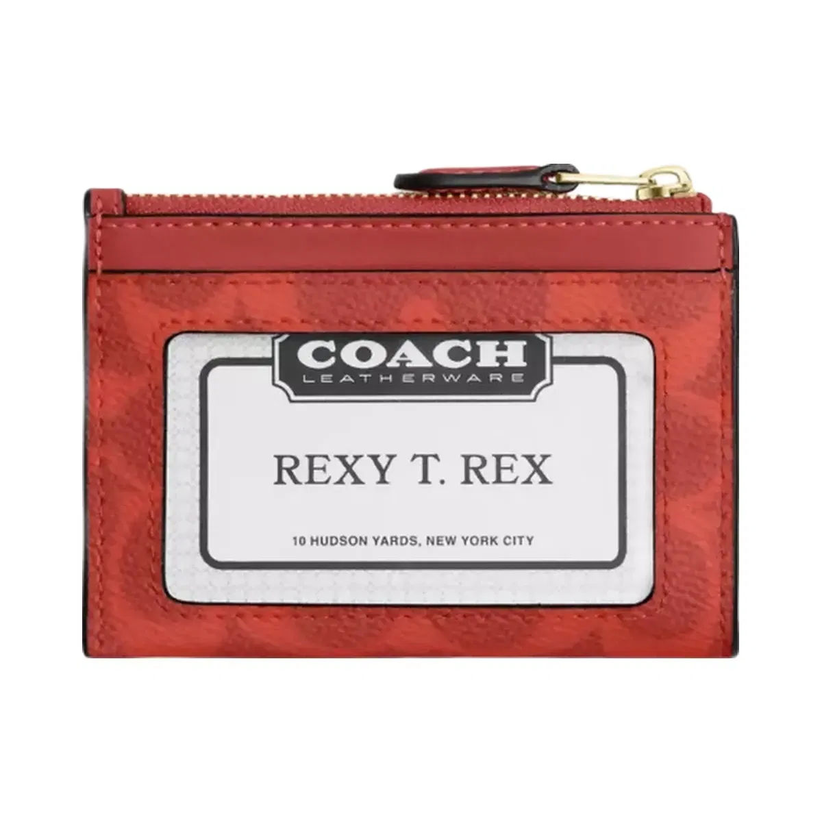 Coach Mini Skinny Id Case In Signature Canvas in Gold Crimson