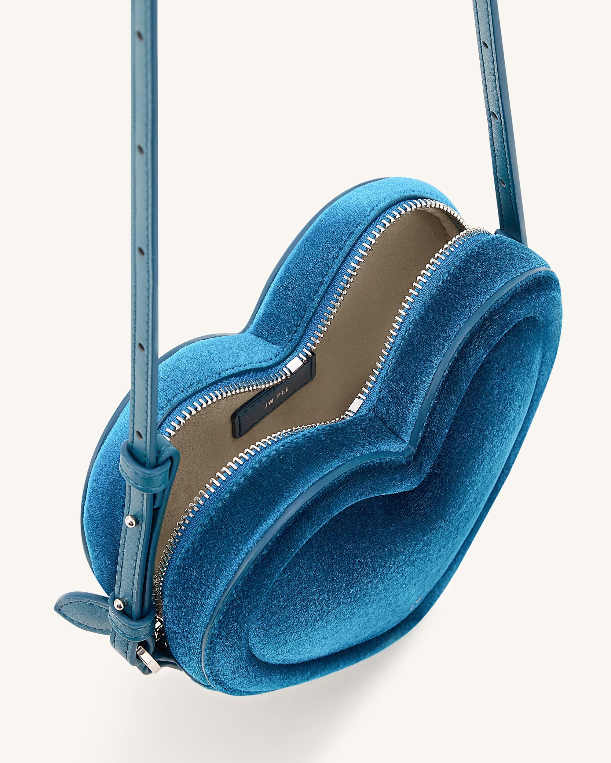 JW PEI Arlene Velvet Heart Shaped Bag Blue