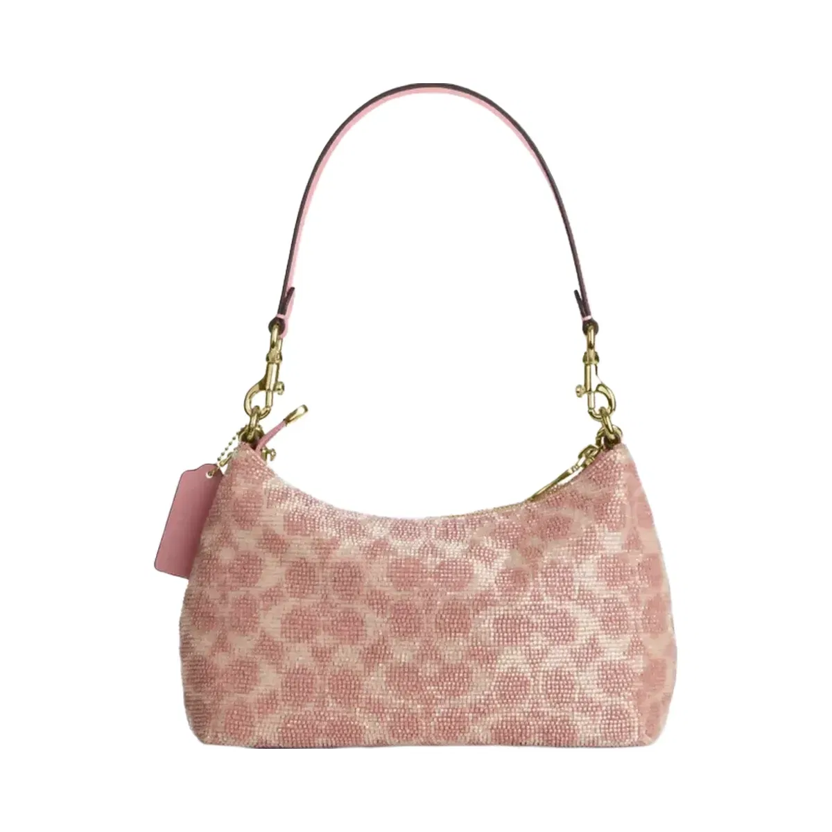 Coach Teri Shoulder Bag In Signature Beaded Satin in Gold Pink
