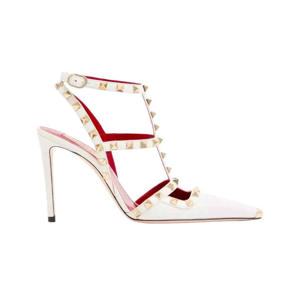 Valentino Rockstud Kidskin Pumps 100mm White