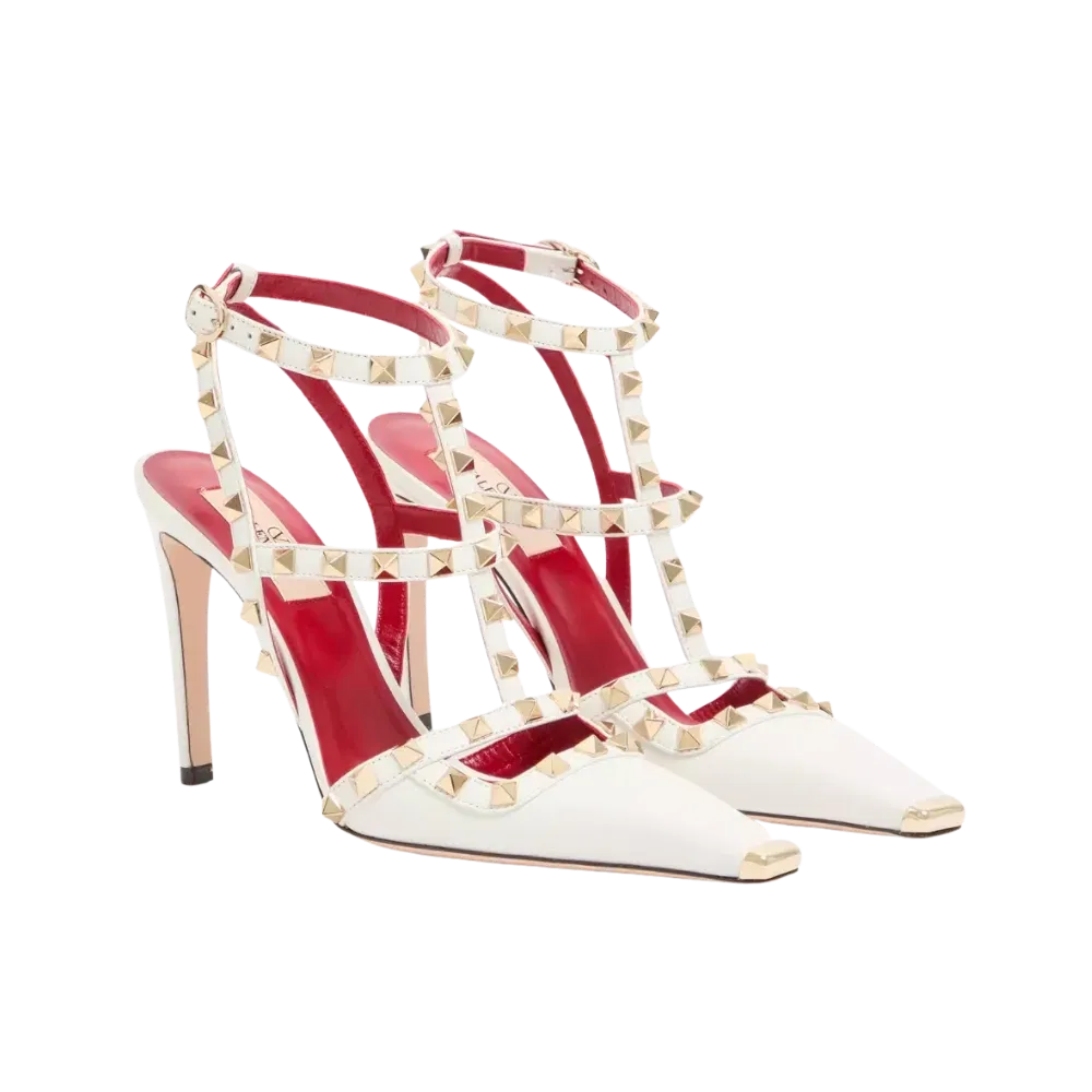 Valentino Rockstud Kidskin Pumps 100mm White
